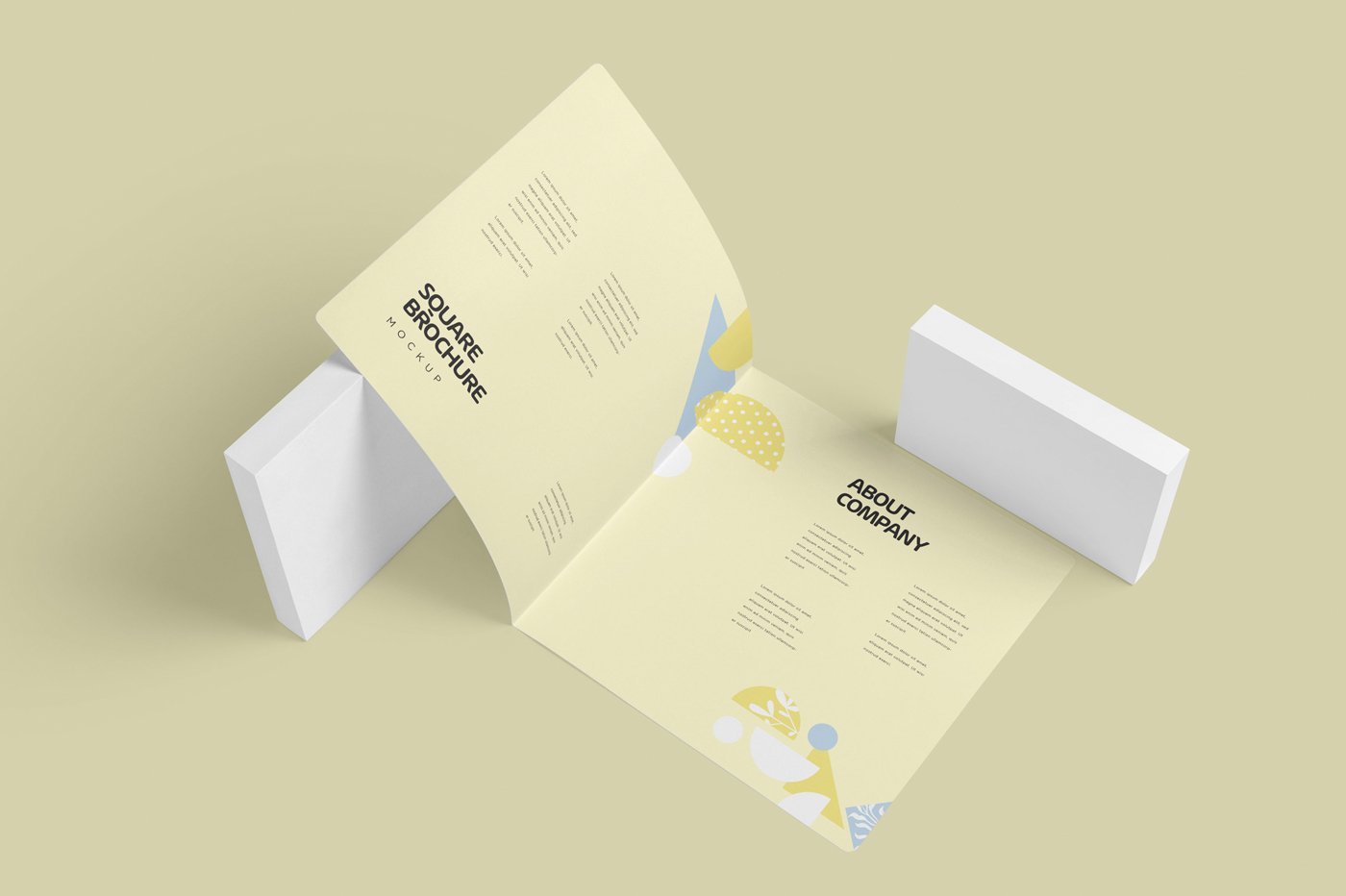 方形两折页小册子设计展示样机 Two Fold Square Brochure Mockups_img_2