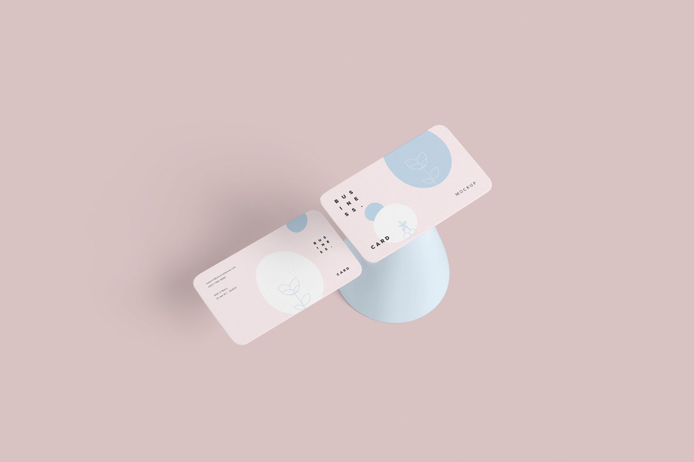 圆角商务名片卡片设计展示样机模板 Rounded Business Card Stack Mockups_img_2