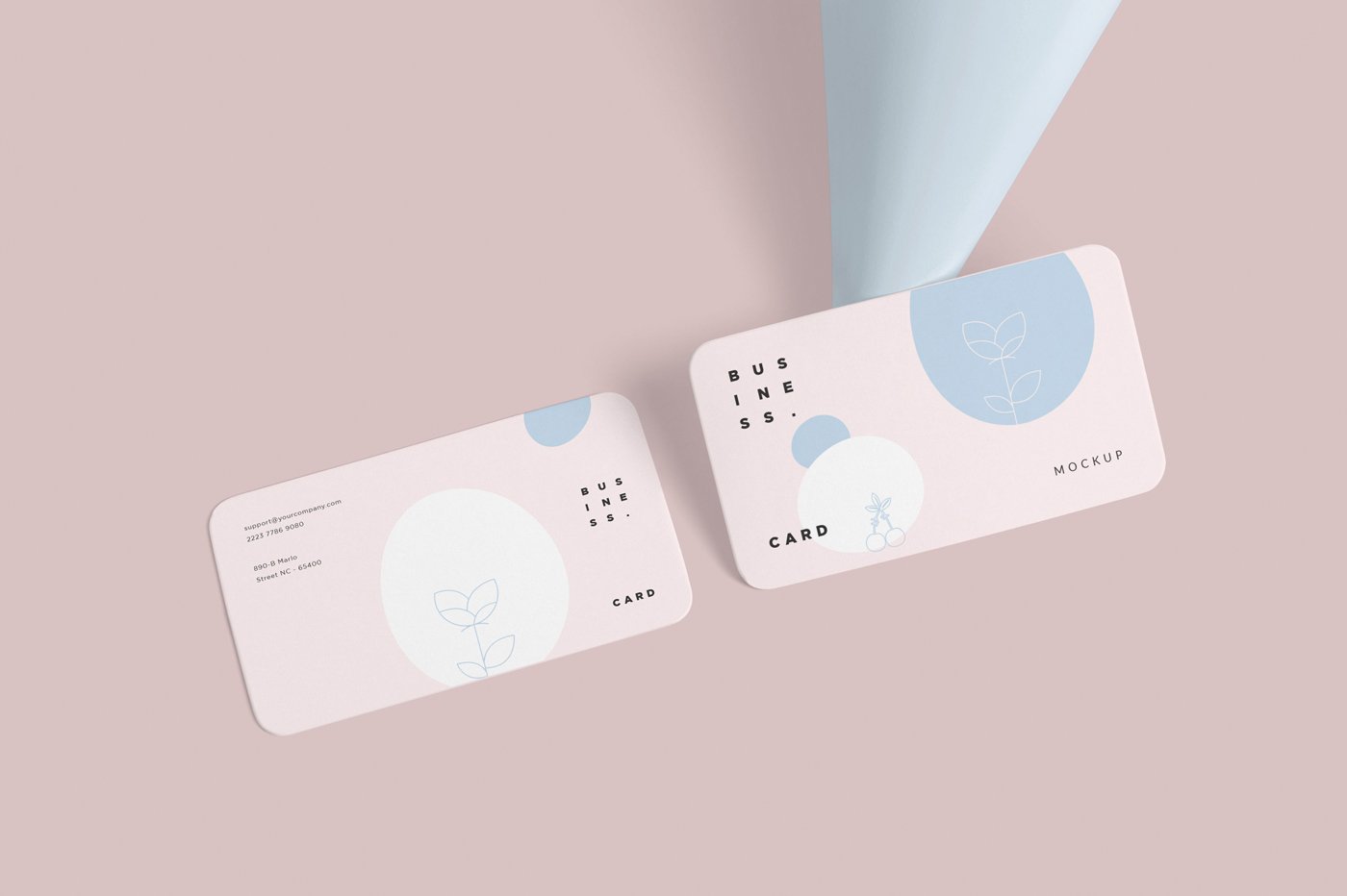 圆角商务名片卡片设计展示样机模板 Rounded Business Card Stack Mockups_img_2