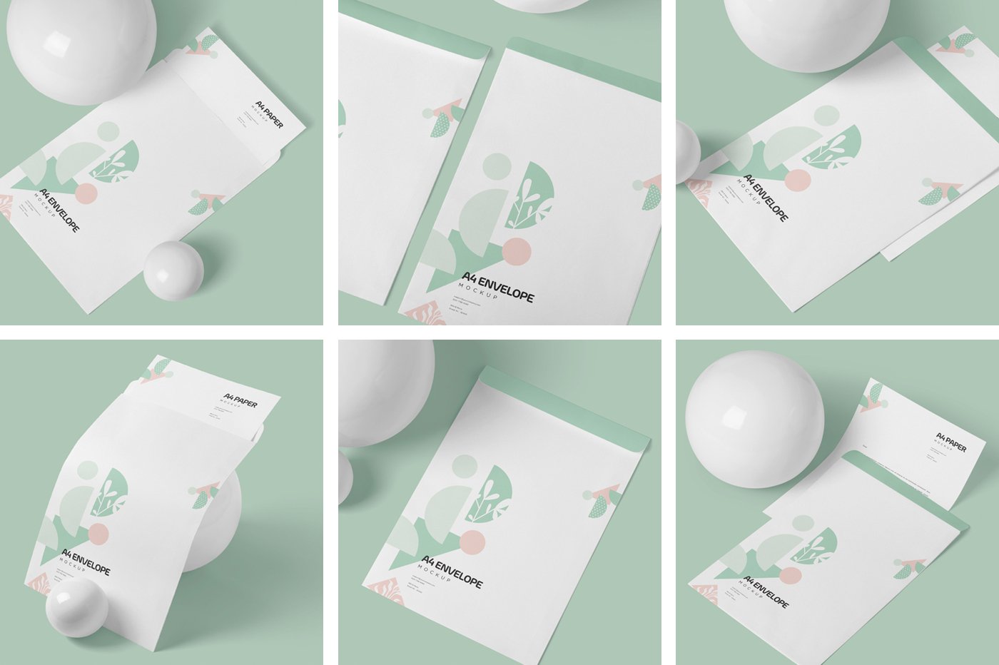 品牌VI设计A4纸信封信纸展示样机 A4 Size Paper Envelope Mockups_img_2