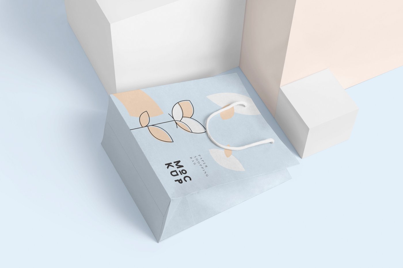 矩形手提购物纸袋设计样机 Rectangle Paper Shopping Bag Mockups_img_2