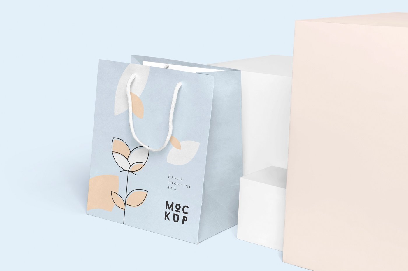 矩形手提购物纸袋设计样机 Rectangle Paper Shopping Bag Mockups_img_2