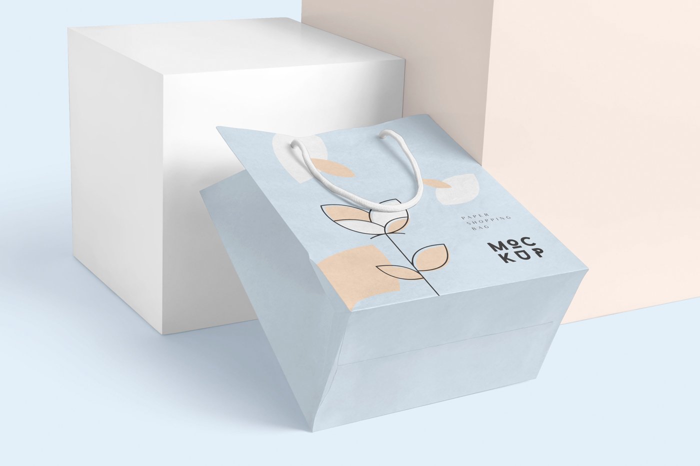 矩形手提购物纸袋设计样机 Rectangle Paper Shopping Bag Mockups_img_2