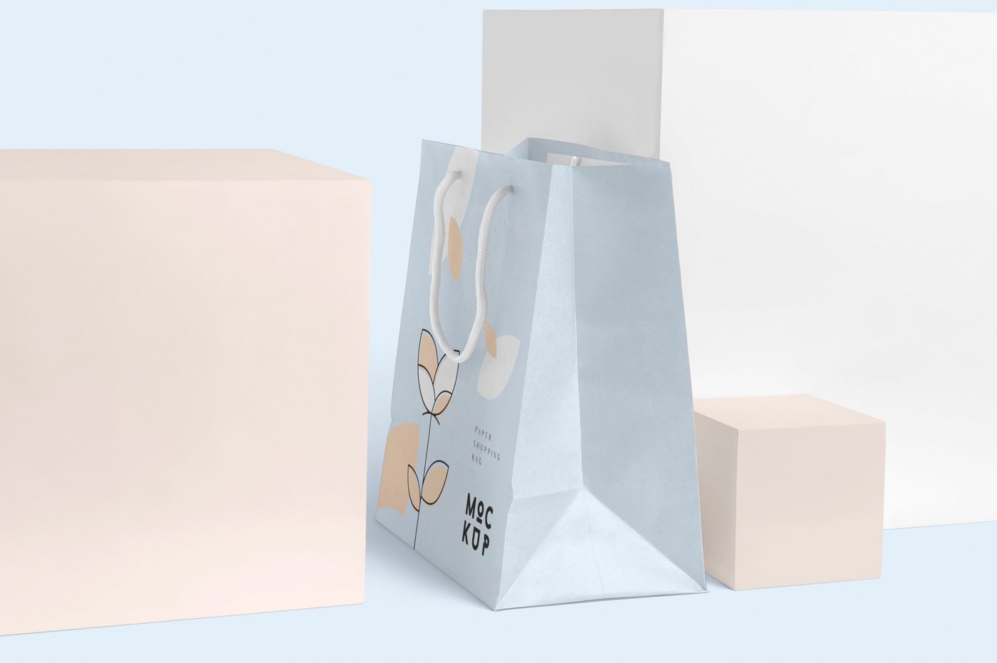 矩形手提购物纸袋设计样机 Rectangle Paper Shopping Bag Mockups_img_2