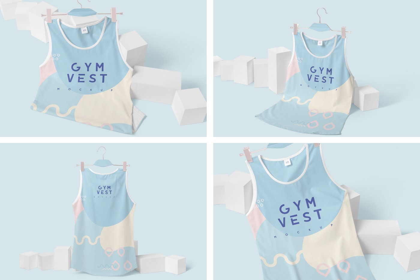 无袖健身房背心设计展示样机 Sleeveless Gym Vest Mockups_img_2