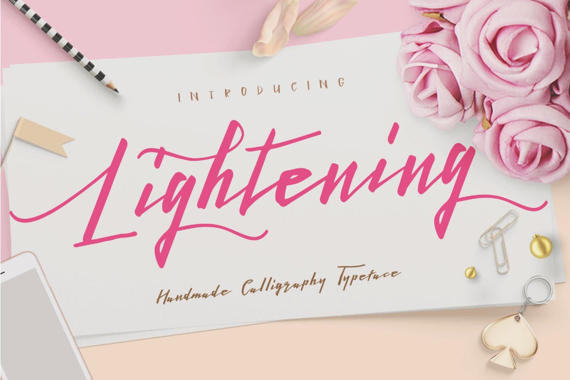 波浪艺术手写签名英文字体下载 Lightening Script Signature Font Logotype_img_2