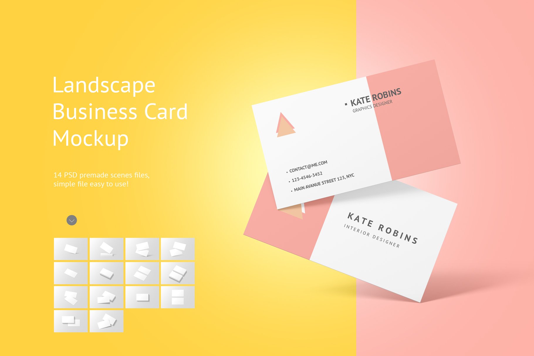 14款横版商务名片卡片设计展示样机模板 Landscape Business Card Mockup_img_2