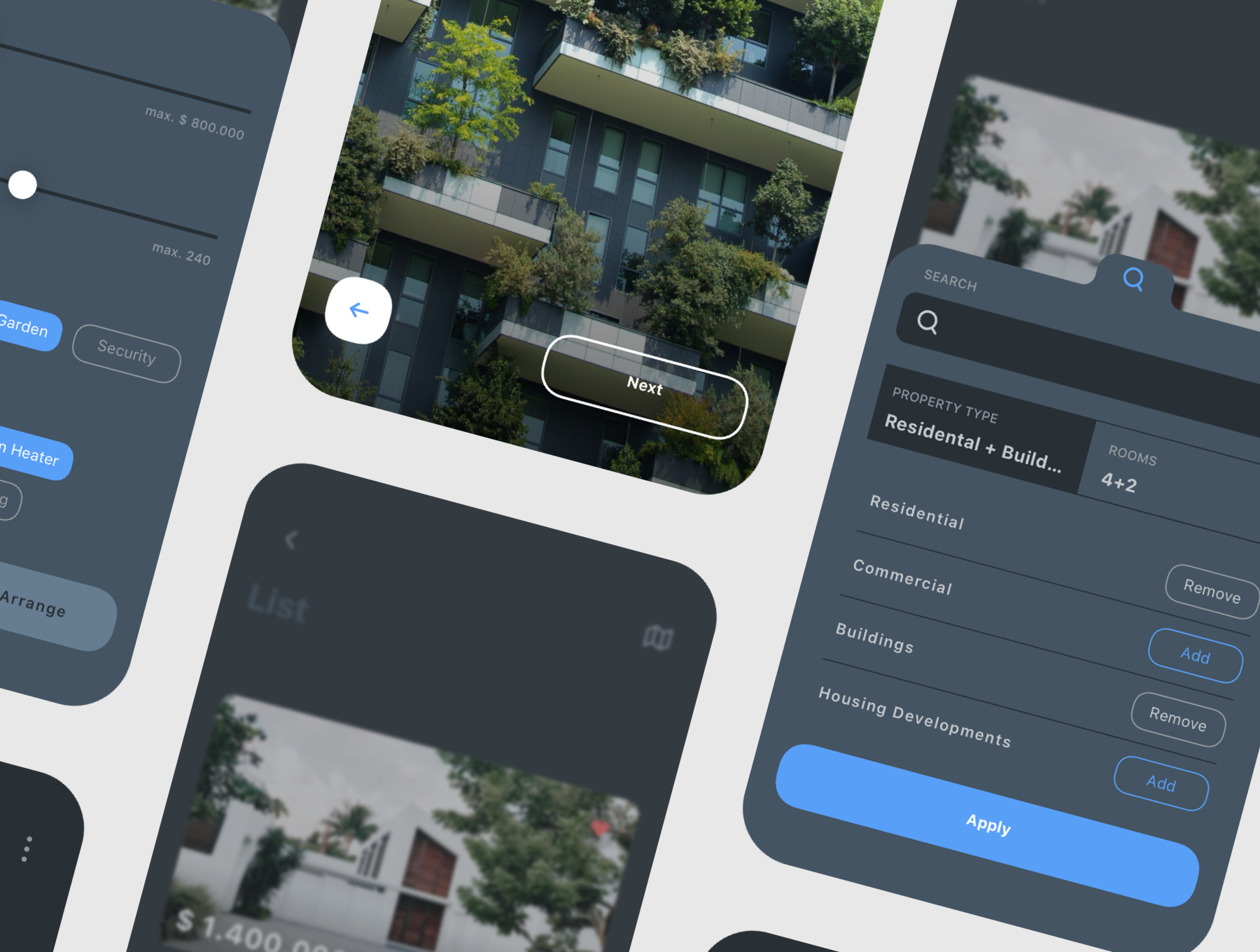 房地产应用程序APP设计UI套件 Nors Dark - Real Estate App UI Kit_img_2