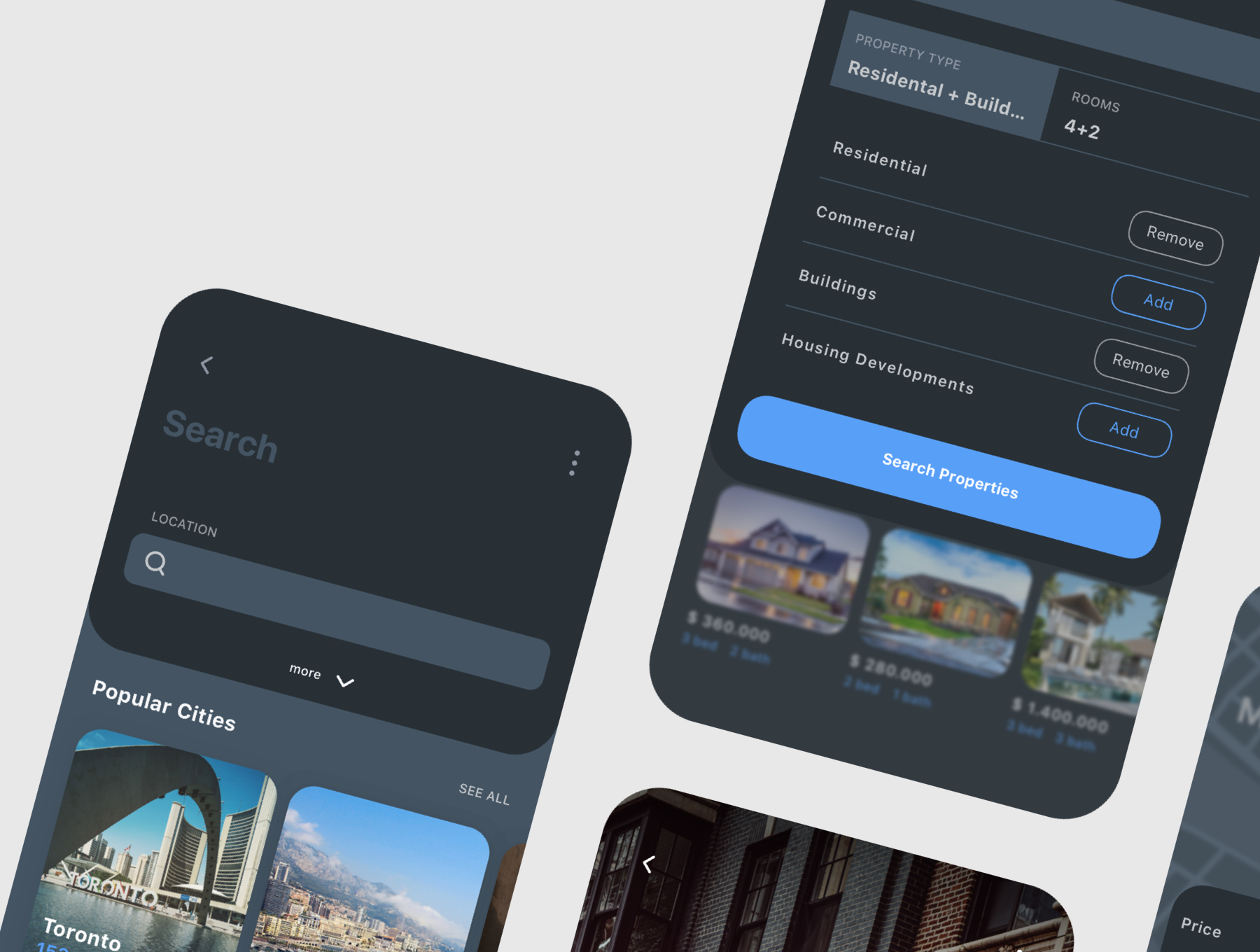 房地产应用程序APP设计UI套件 Nors Dark - Real Estate App UI Kit_img_2