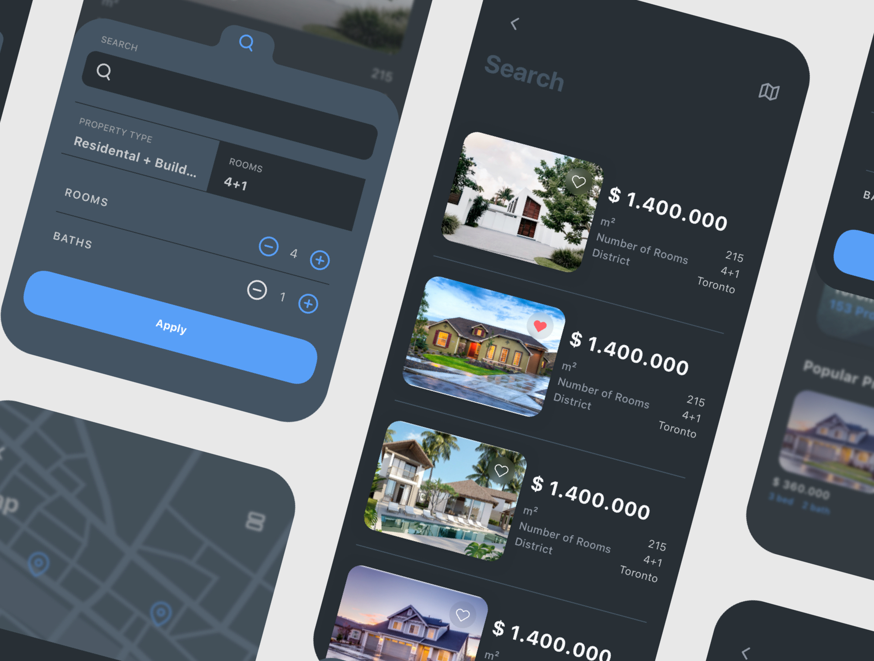 房地产应用程序APP设计UI套件 Nors Dark - Real Estate App UI Kit_img_2