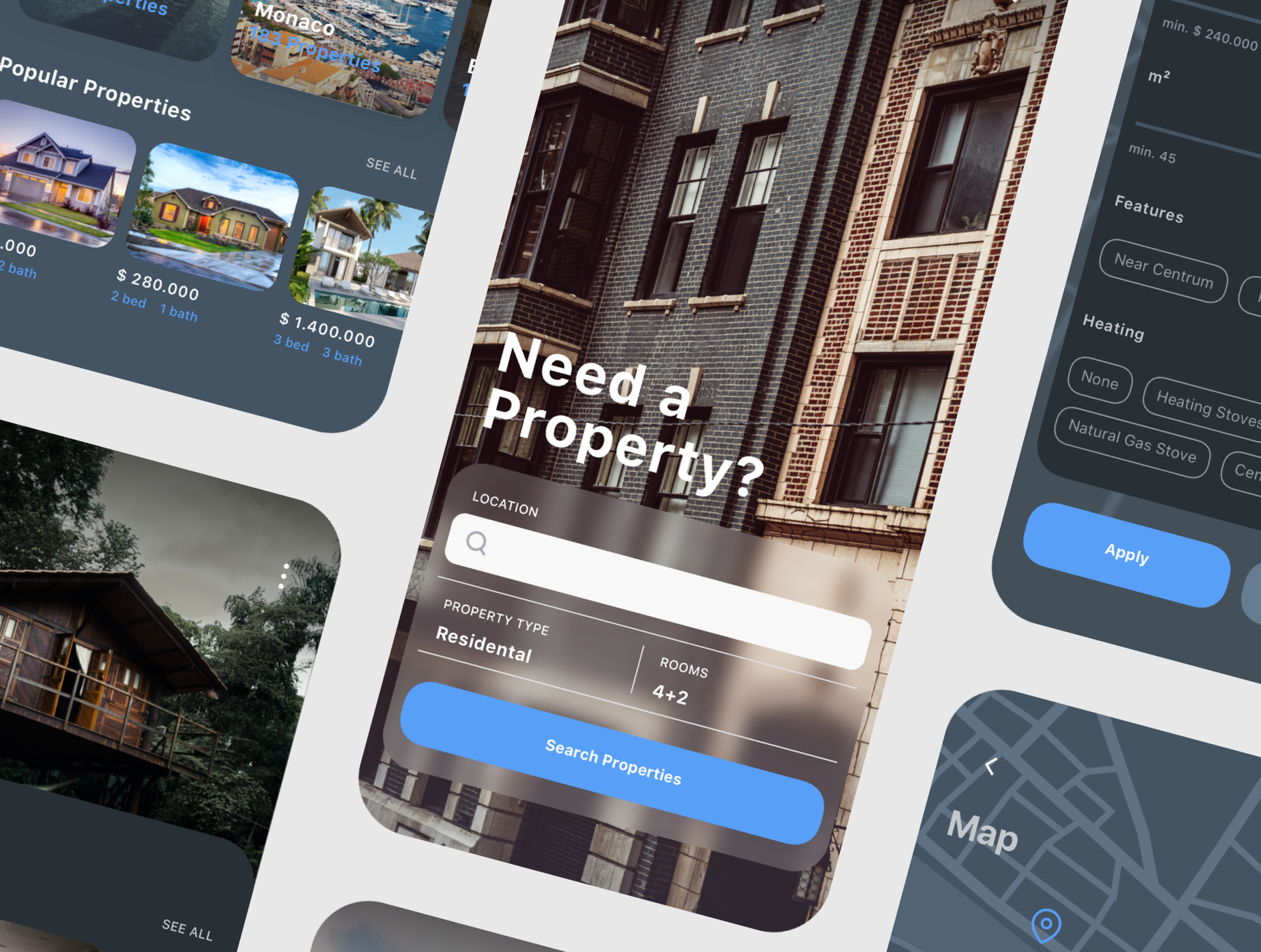 房地产应用程序APP设计UI套件 Nors Dark - Real Estate App UI Kit_img_2