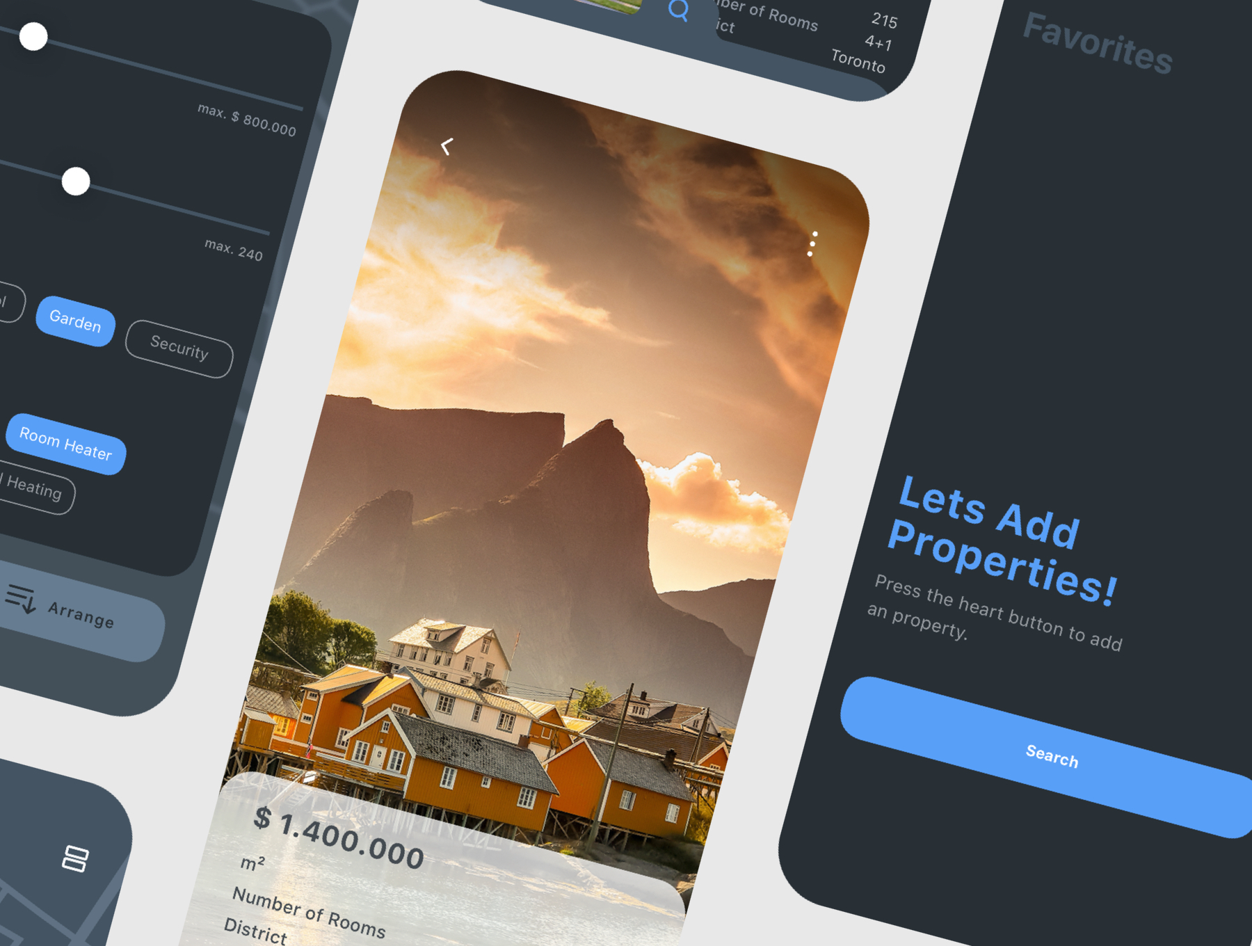 房地产应用程序APP设计UI套件 Nors Dark - Real Estate App UI Kit_img_2