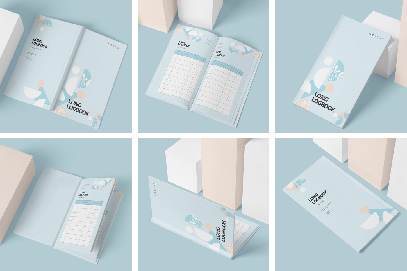 长矩形书籍画册设计智能贴图PSD样机 Long Rectangle Book Mockups_img_2