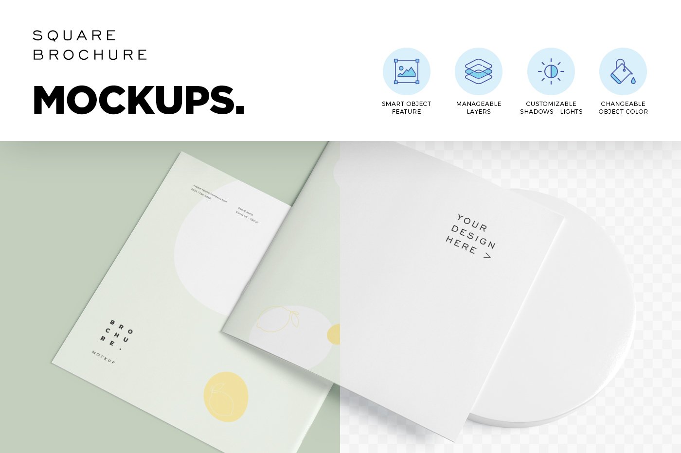 软封面方形小册子设计展示样机 Soft Cover Square Brochure Mockups_img_2