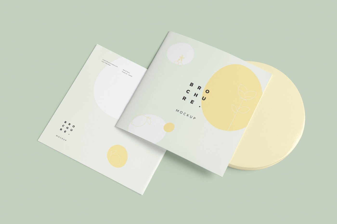 软封面方形小册子设计展示样机 Soft Cover Square Brochure Mockups_img_2
