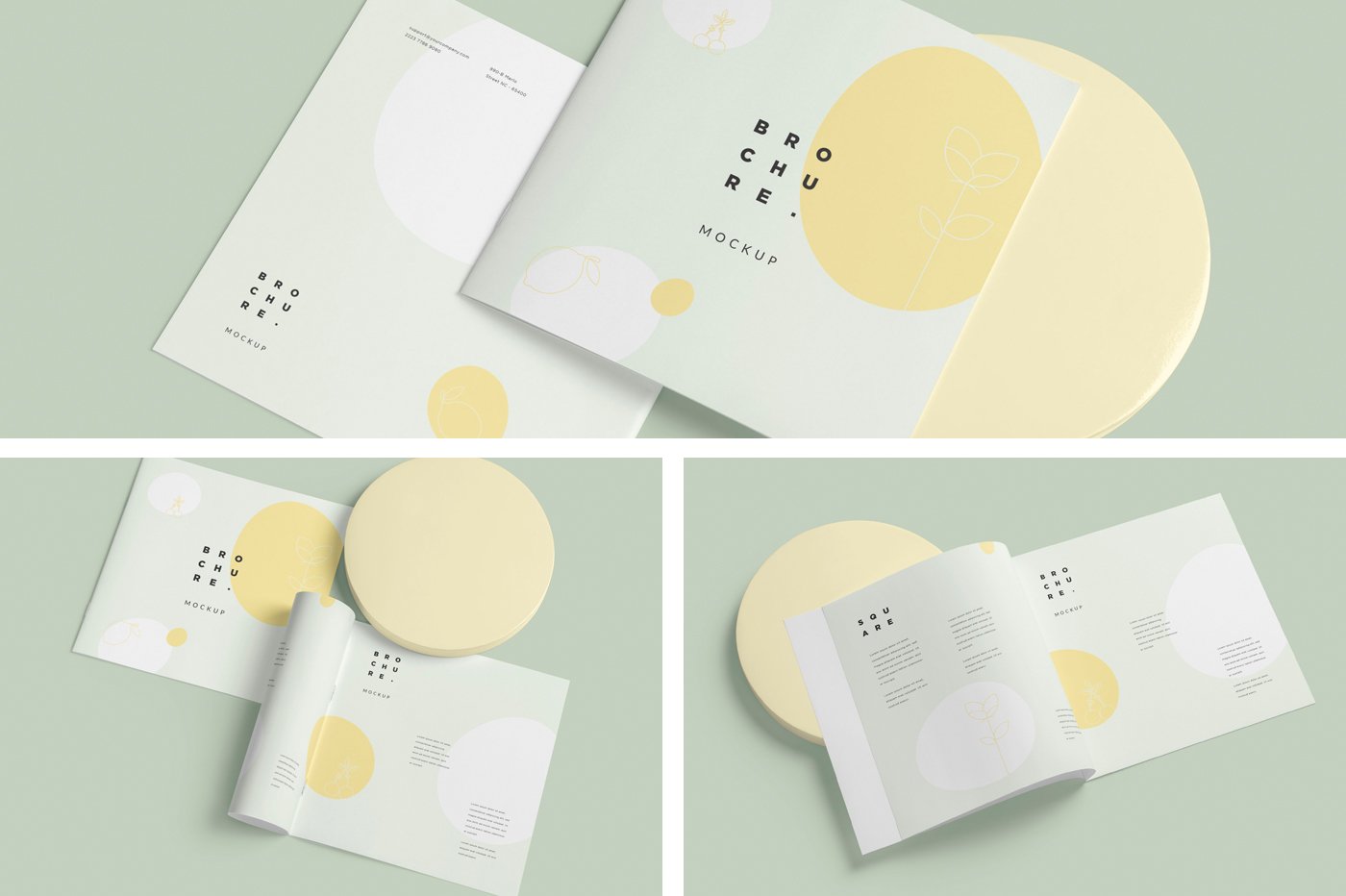 软封面方形小册子设计展示样机 Soft Cover Square Brochure Mockups_img_2