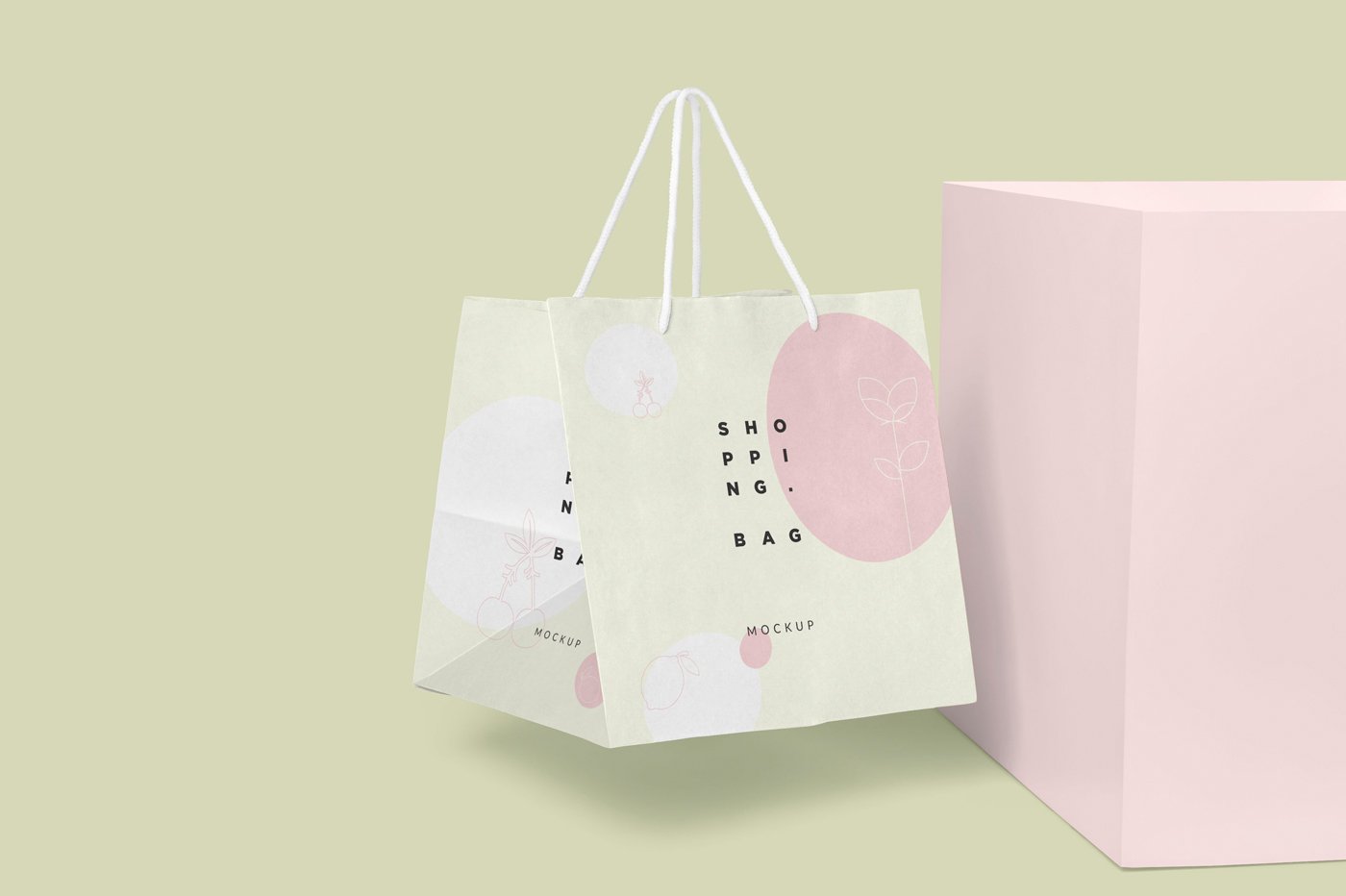 方形购物纸袋设计展示样机 Square Kraft Paper Shopping Bag Mockups_img_2