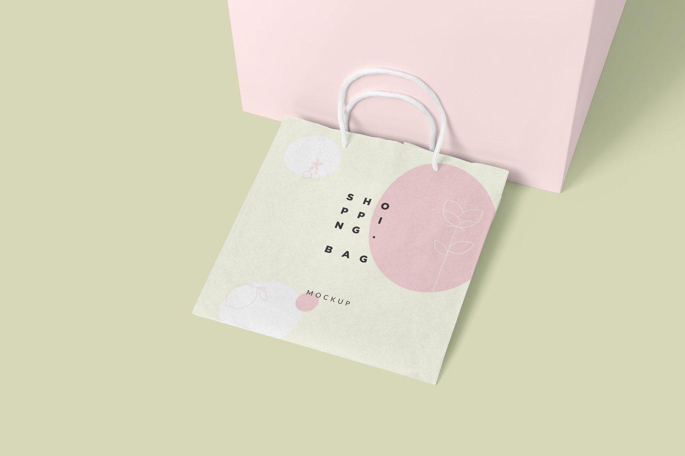 方形购物纸袋设计展示样机 Square Kraft Paper Shopping Bag Mockups_img_2