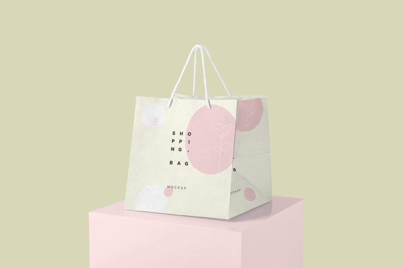 方形购物纸袋设计展示样机 Square Kraft Paper Shopping Bag Mockups_img_2