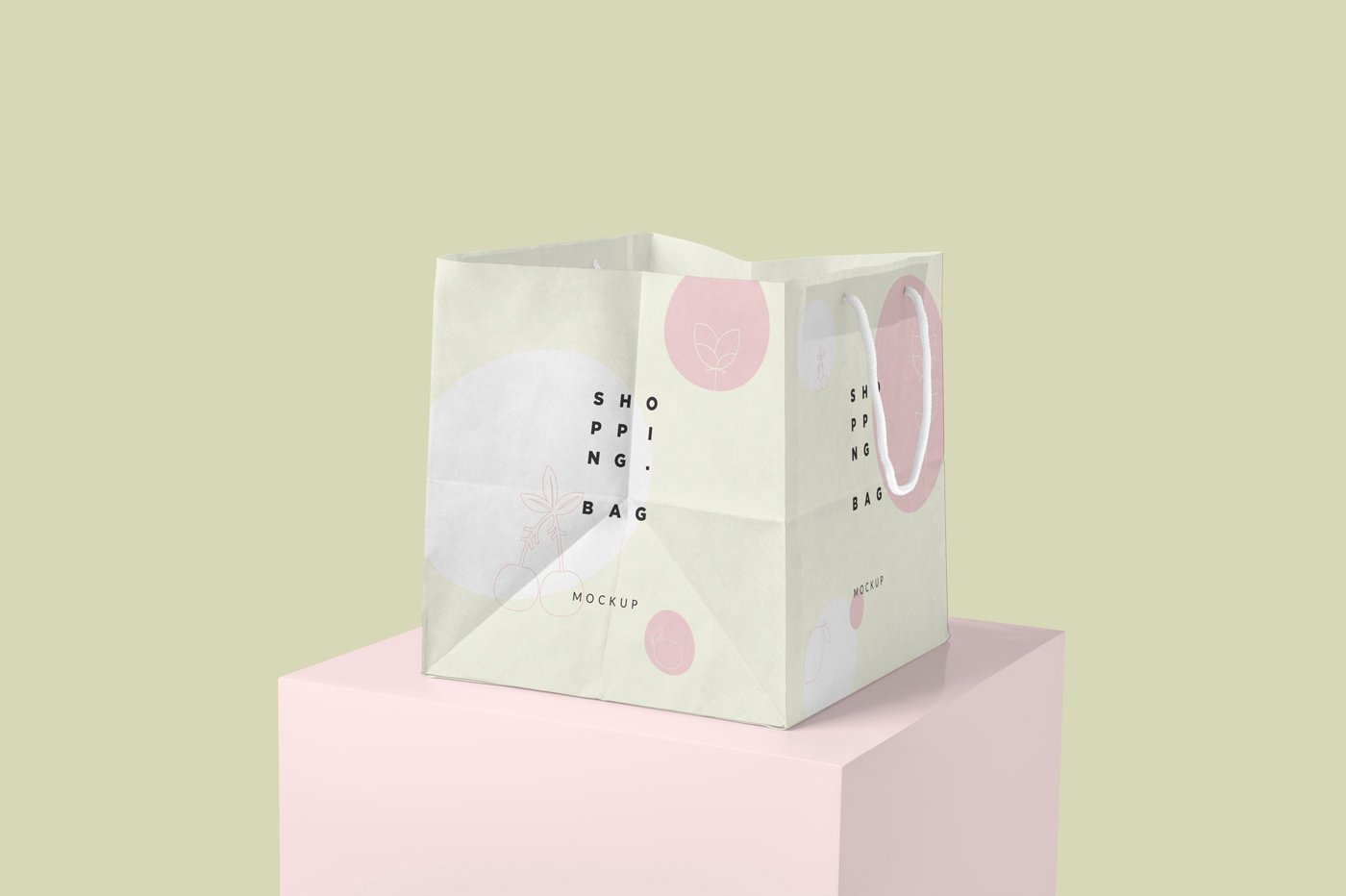 方形购物纸袋设计展示样机 Square Kraft Paper Shopping Bag Mockups_img_2