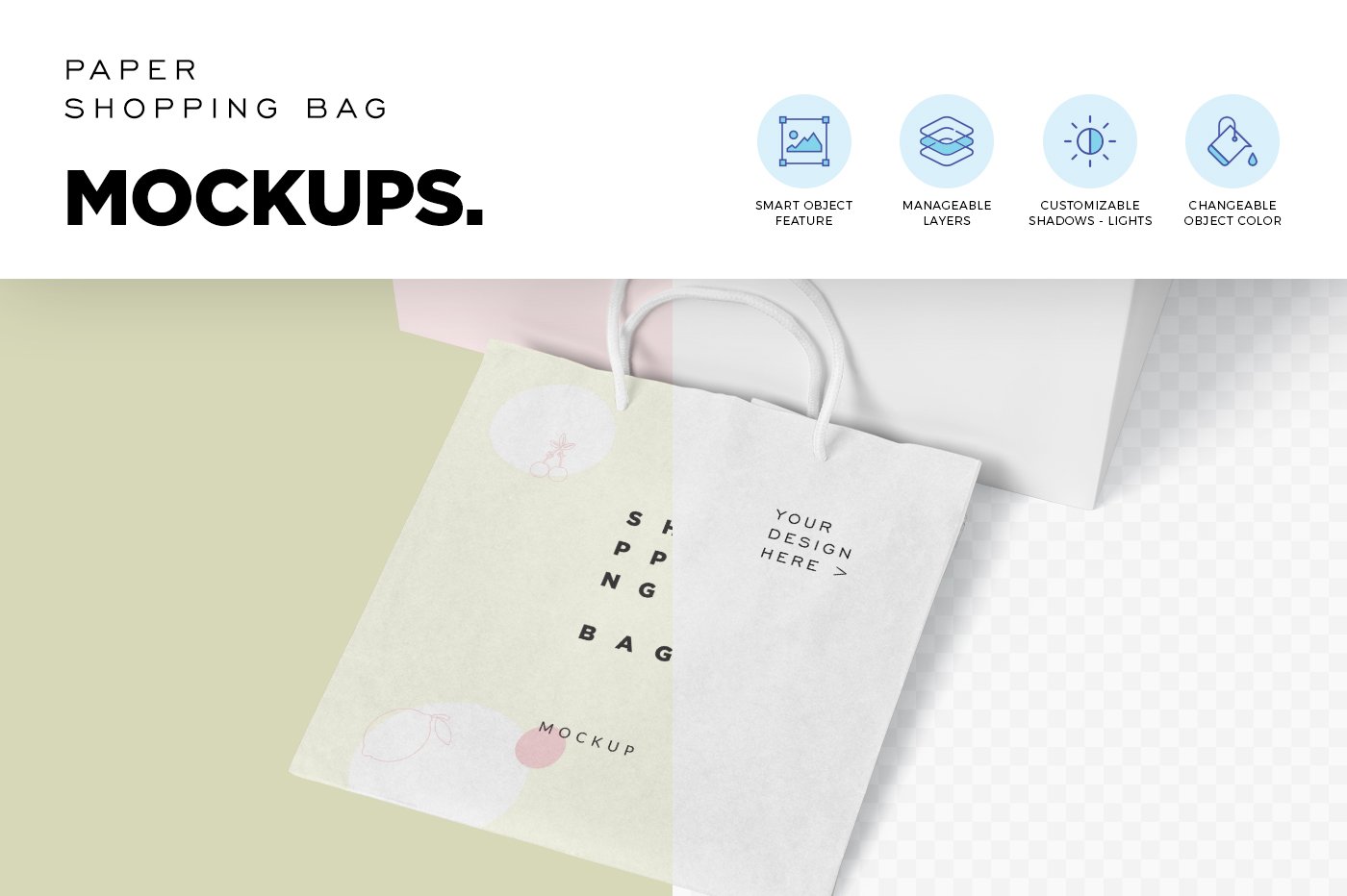 方形购物纸袋设计展示样机 Square Kraft Paper Shopping Bag Mockups_img_2