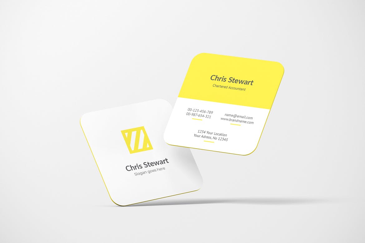 圆角方形商务名片卡片设计智能贴图样机模板 Rounded Square Business Card Mockup_img_2