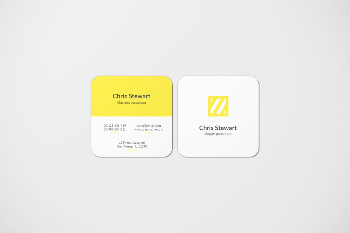 圆角方形商务名片卡片设计智能贴图样机模板 Rounded Square Business Card Mockup_img_2