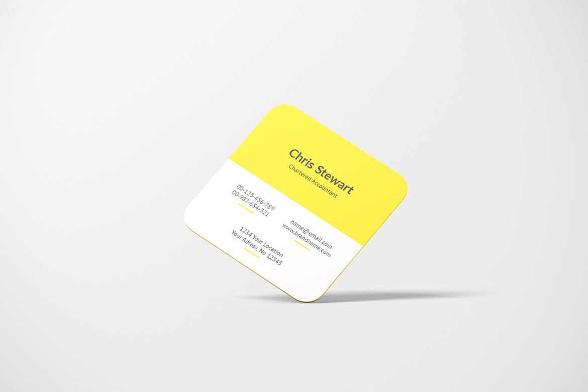 圆角方形商务名片卡片设计智能贴图样机模板 Rounded Square Business Card Mockup_img_2