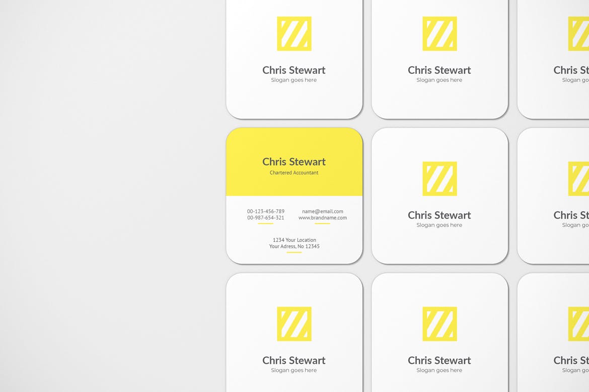 圆角方形商务名片卡片设计智能贴图样机模板 Rounded Square Business Card Mockup_img_2