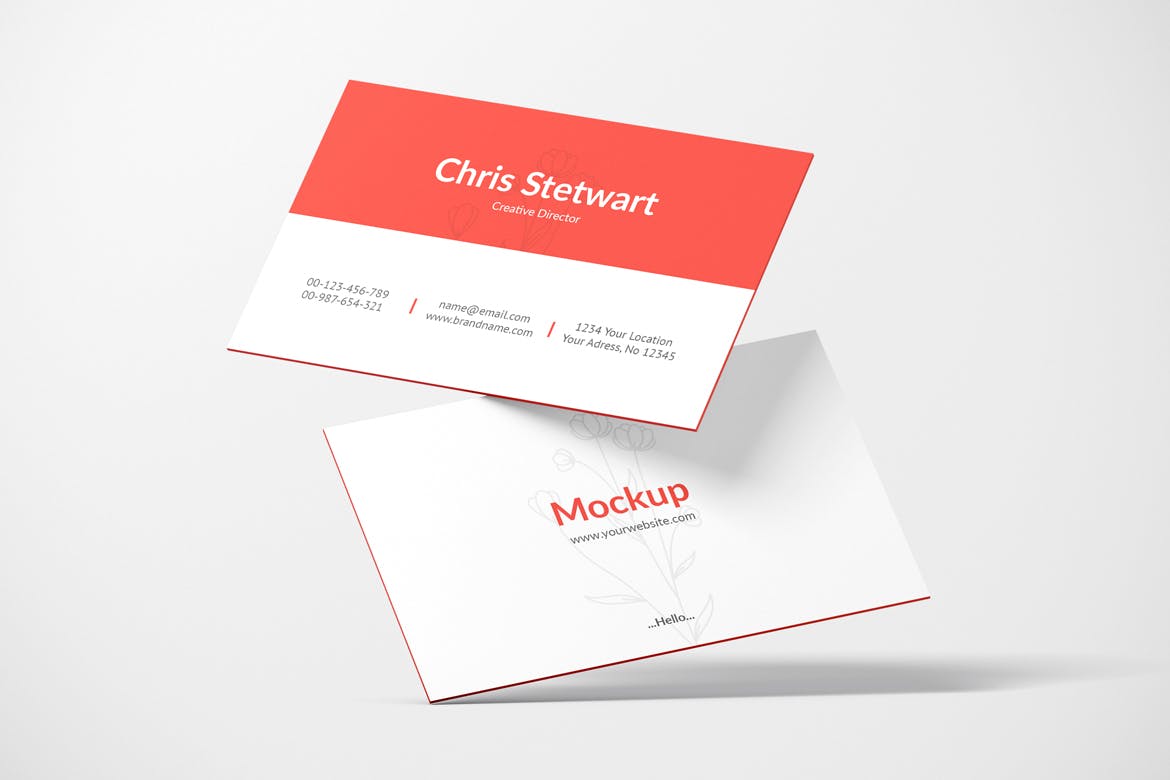 横版商务名片设计展示样机模板 Business Card Mockup_img_2