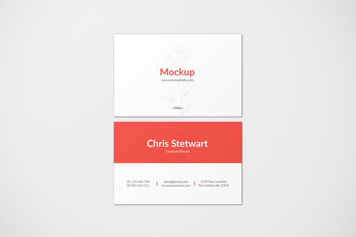 横版商务名片设计展示样机模板 Business Card Mockup_img_2