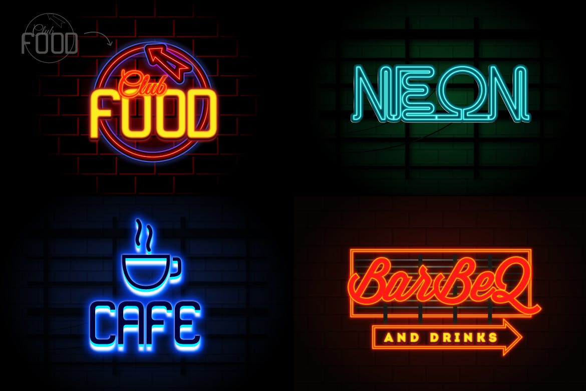 霓虹灯徽标标题文字效果AI样式模板 Neon Text Effects_img_2