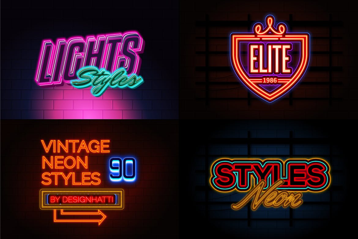 霓虹灯徽标标题文字效果AI样式模板 Neon Text Effects_img_2