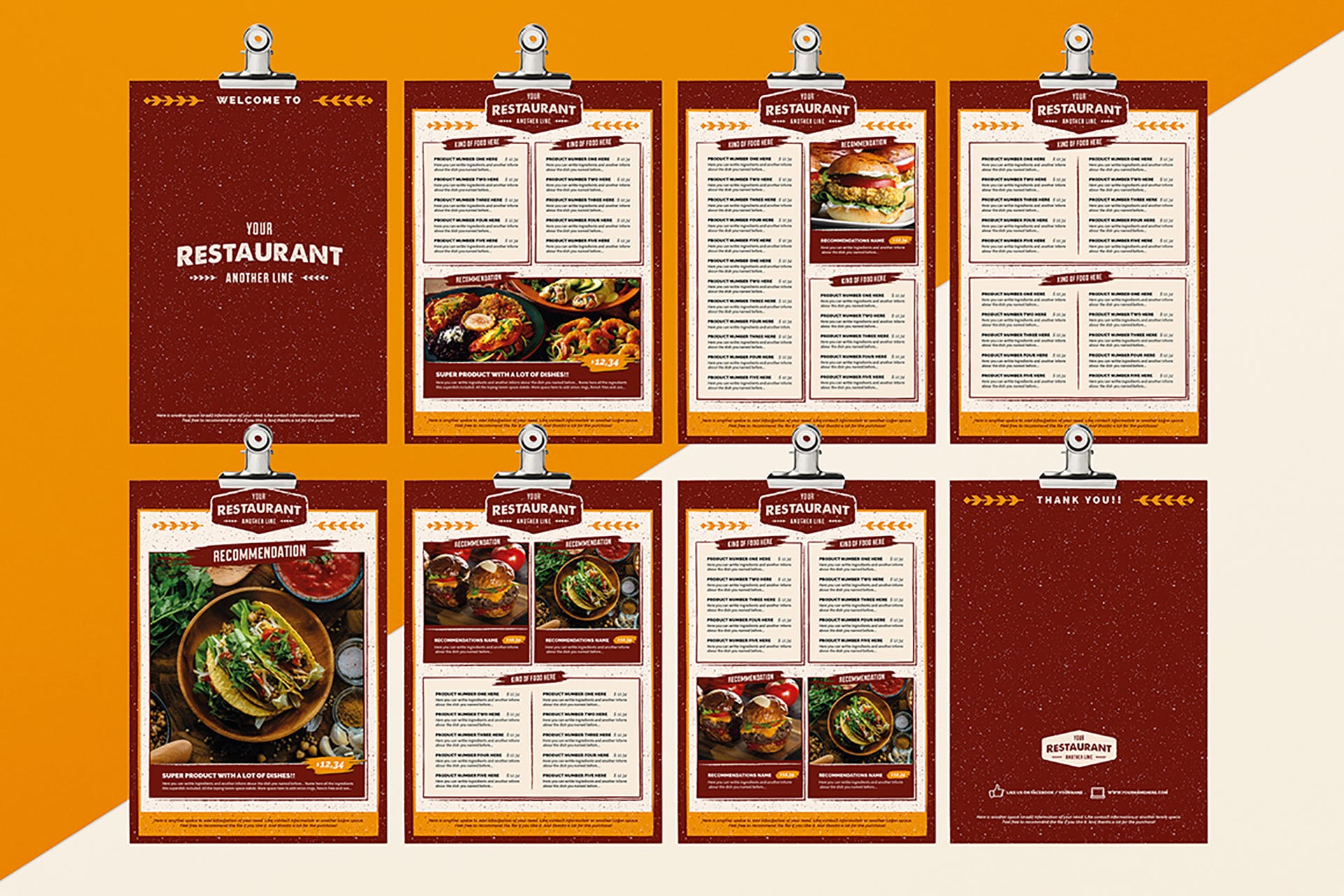 食品菜单小册子设计矢量模板 Rustic Food Menu Illustrator Template_img_2