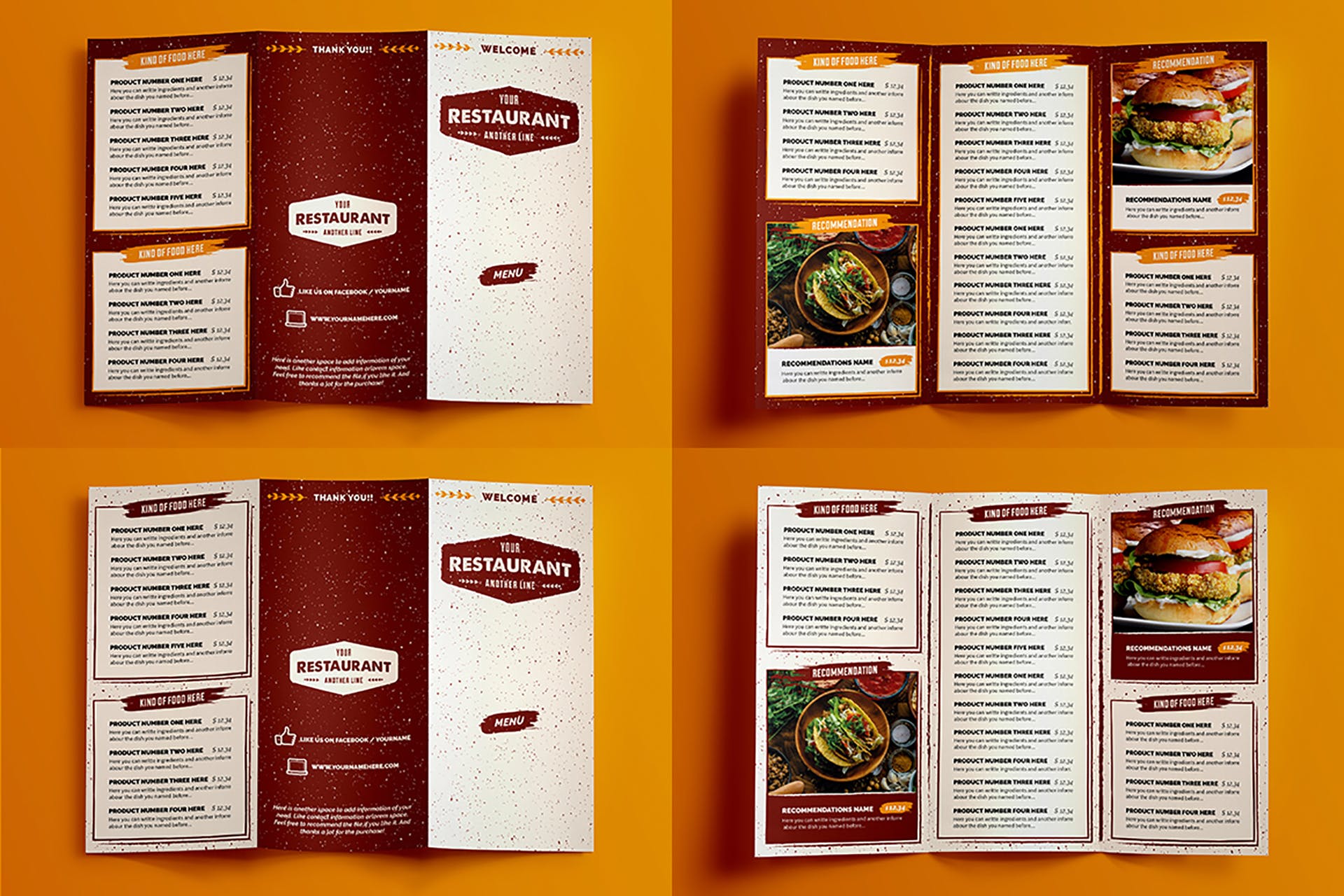 食品菜单小册子设计矢量模板 Rustic Food Menu Illustrator Template_img_2