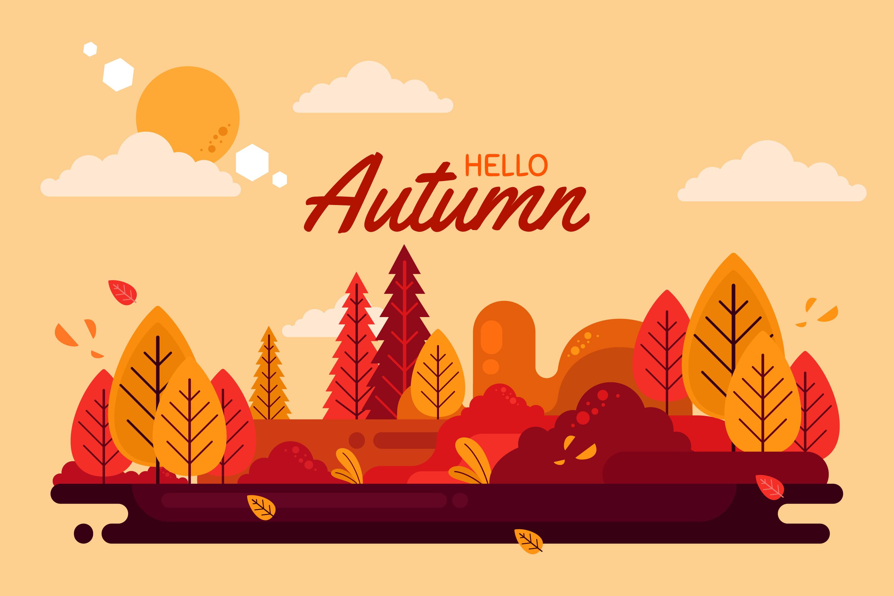 11款多彩秋季元素平面插图矢量素材 Autumn Background Flat Design Illustration Set_img_2