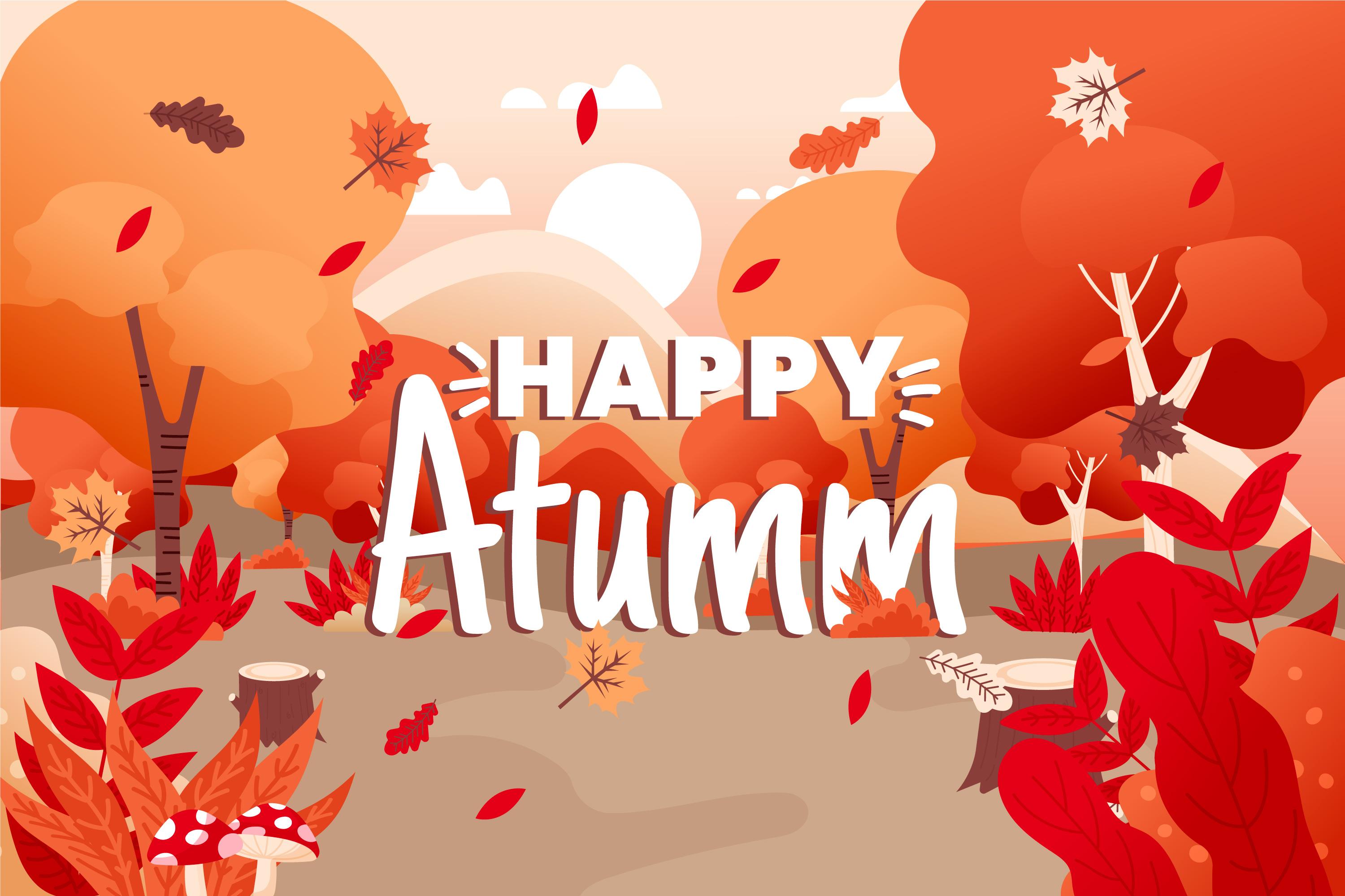 11款多彩秋季元素平面插图矢量素材 Autumn Background Flat Design Illustration Set_img_2