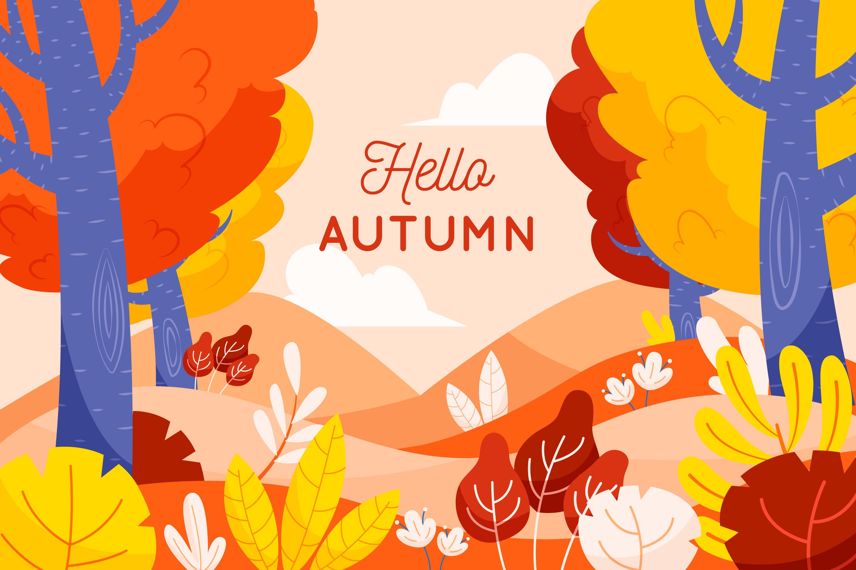 11款多彩秋季元素平面插图矢量素材 Autumn Background Flat Design Illustration Set_img_2