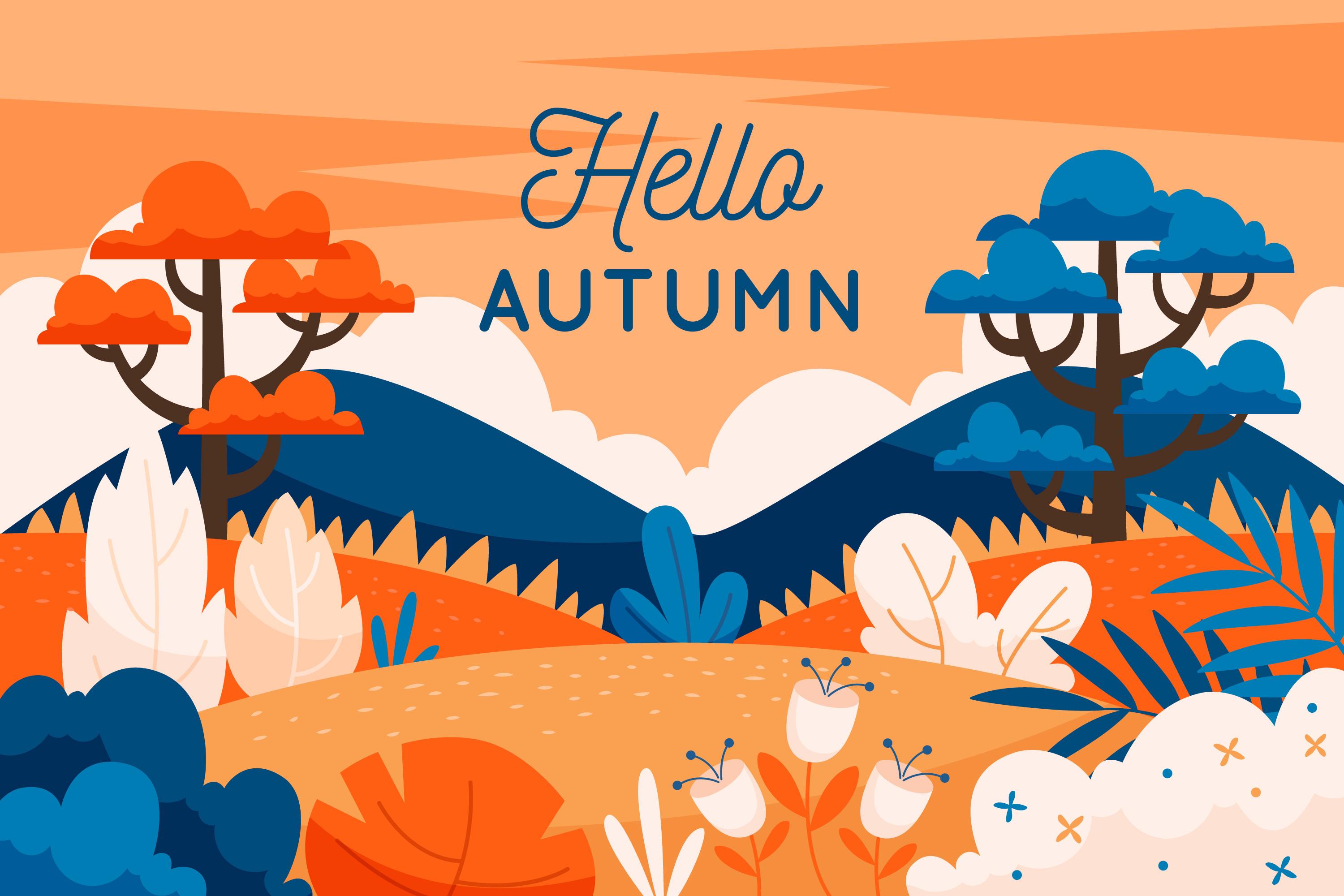 11款多彩秋季元素平面插图矢量素材 Autumn Background Flat Design Illustration Set_img_2