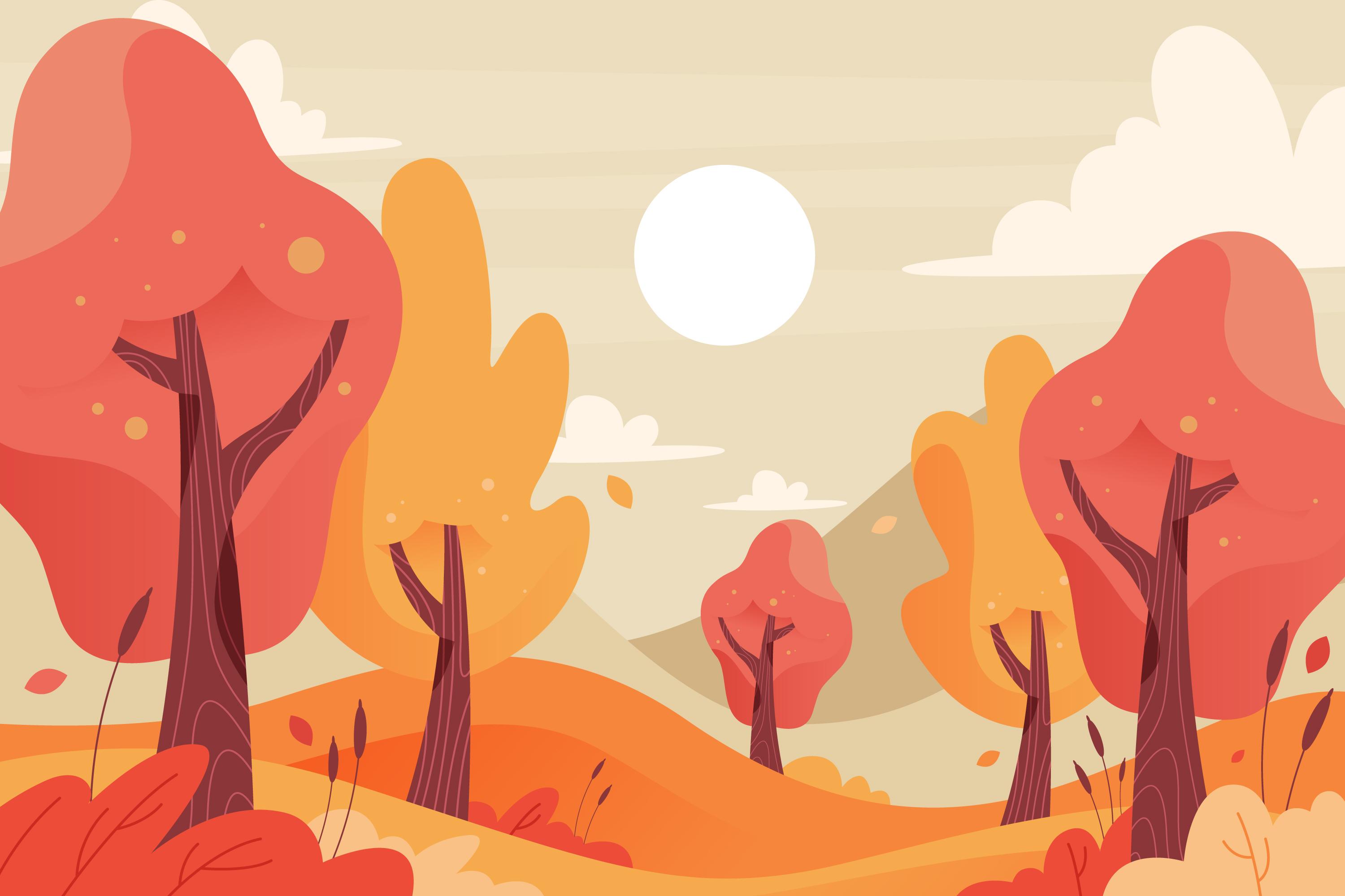 11款多彩秋季元素平面插图矢量素材 Autumn Background Flat Design Illustration Set_img_2