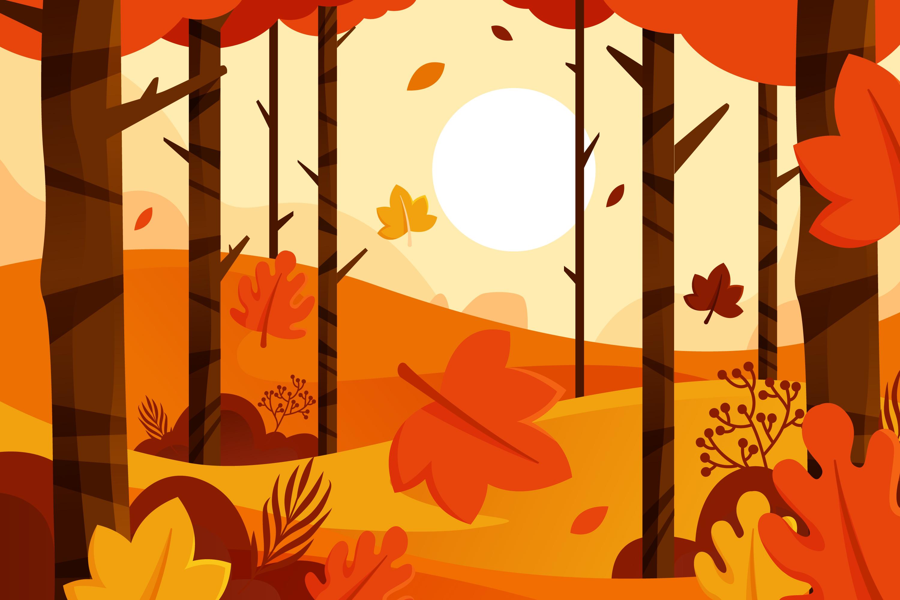 11款多彩秋季元素平面插图矢量素材 Autumn Background Flat Design Illustration Set_img_2