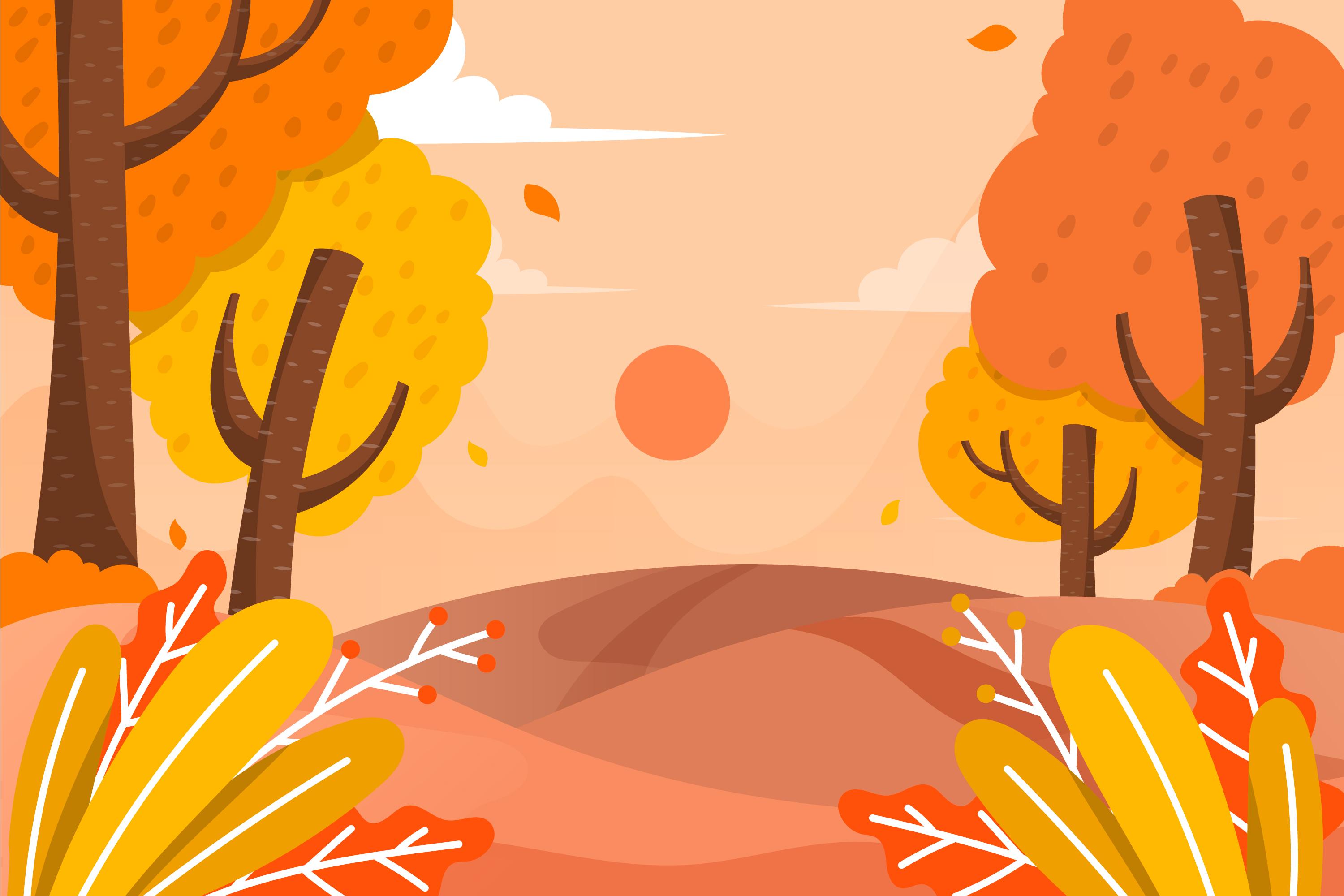 11款多彩秋季元素平面插图矢量素材 Autumn Background Flat Design Illustration Set_img_2