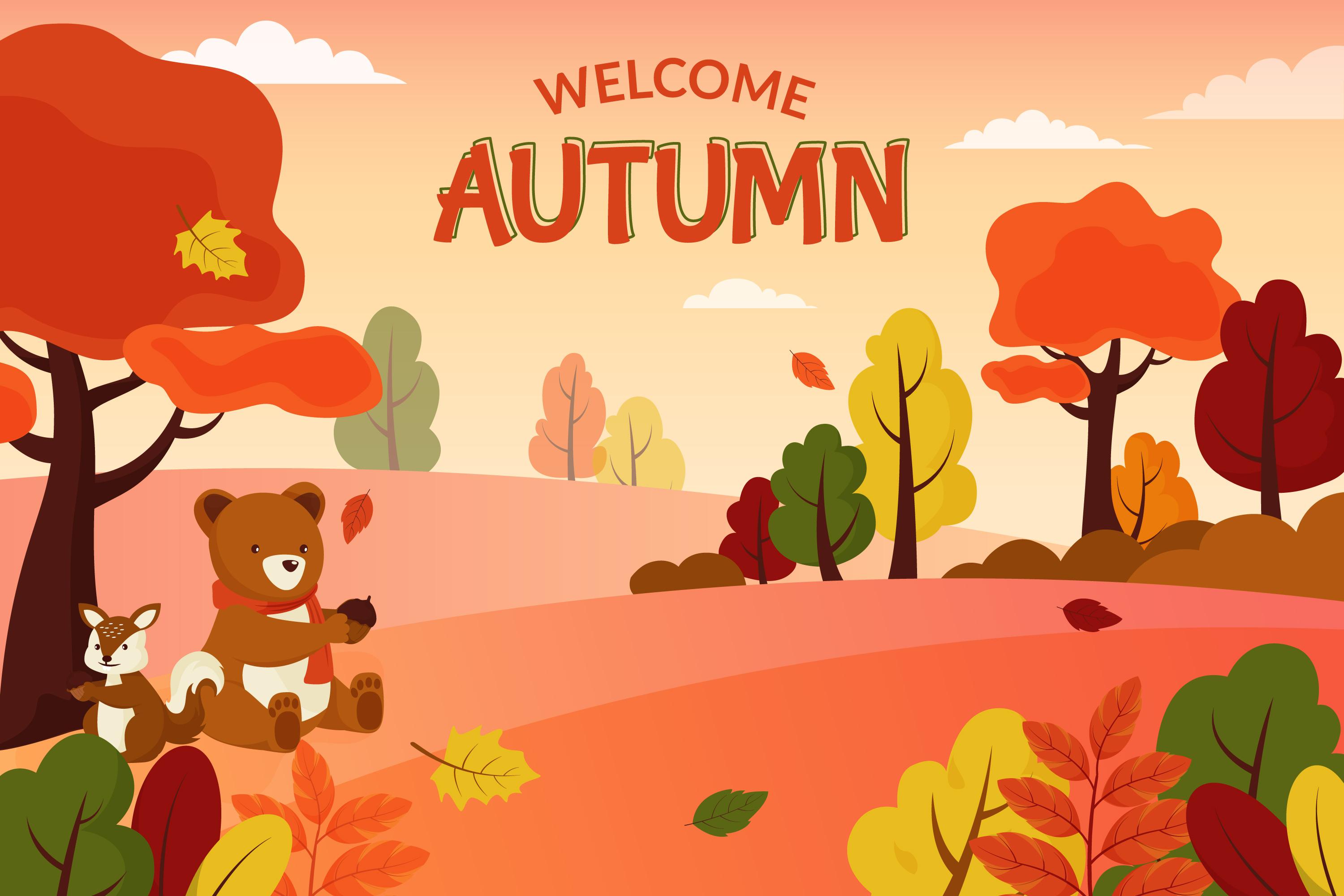 11款多彩秋季元素平面插图矢量素材 Autumn Background Flat Design Illustration Set_img_2