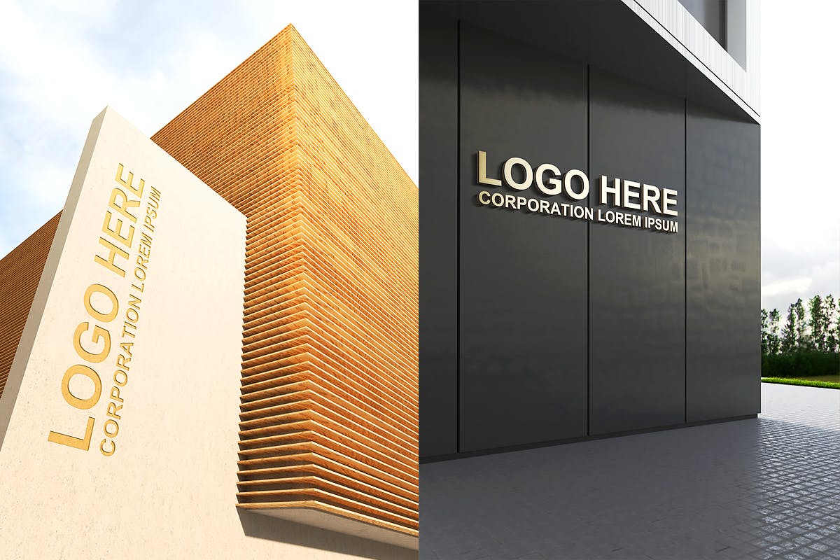 8款标牌徽标LOGO设计展示样机模板 Signage & Logo Mockup_img_2