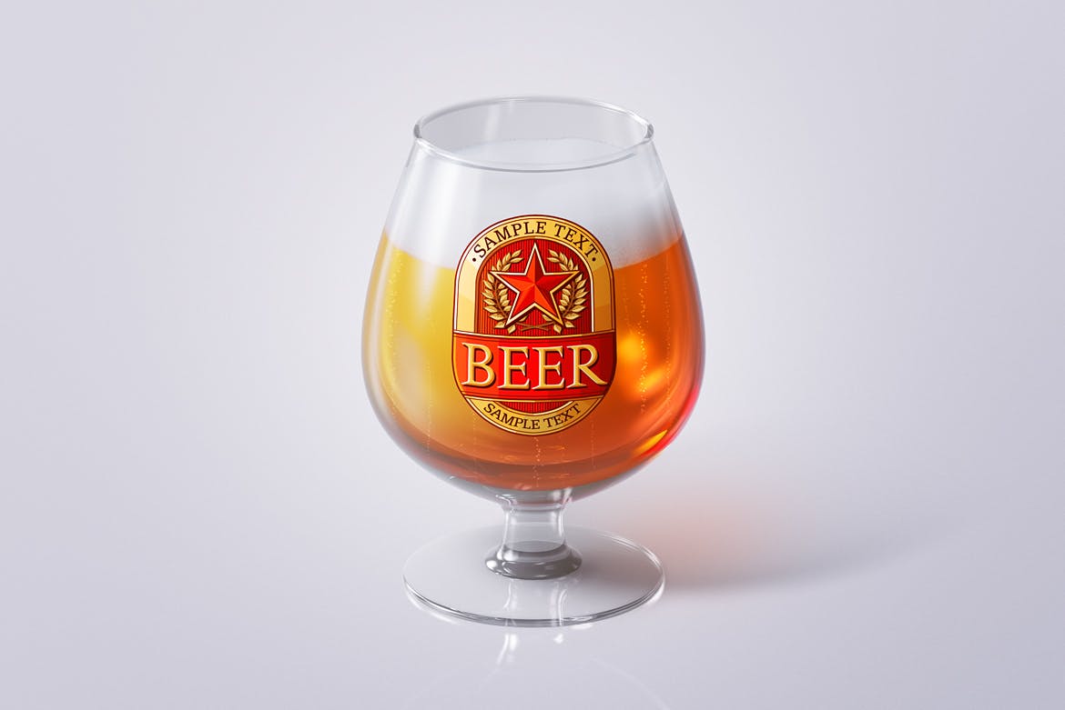 啤酒品牌VI设计玻璃杯智能贴图样机套装 Beer Glass Mockup Set 2_img_2