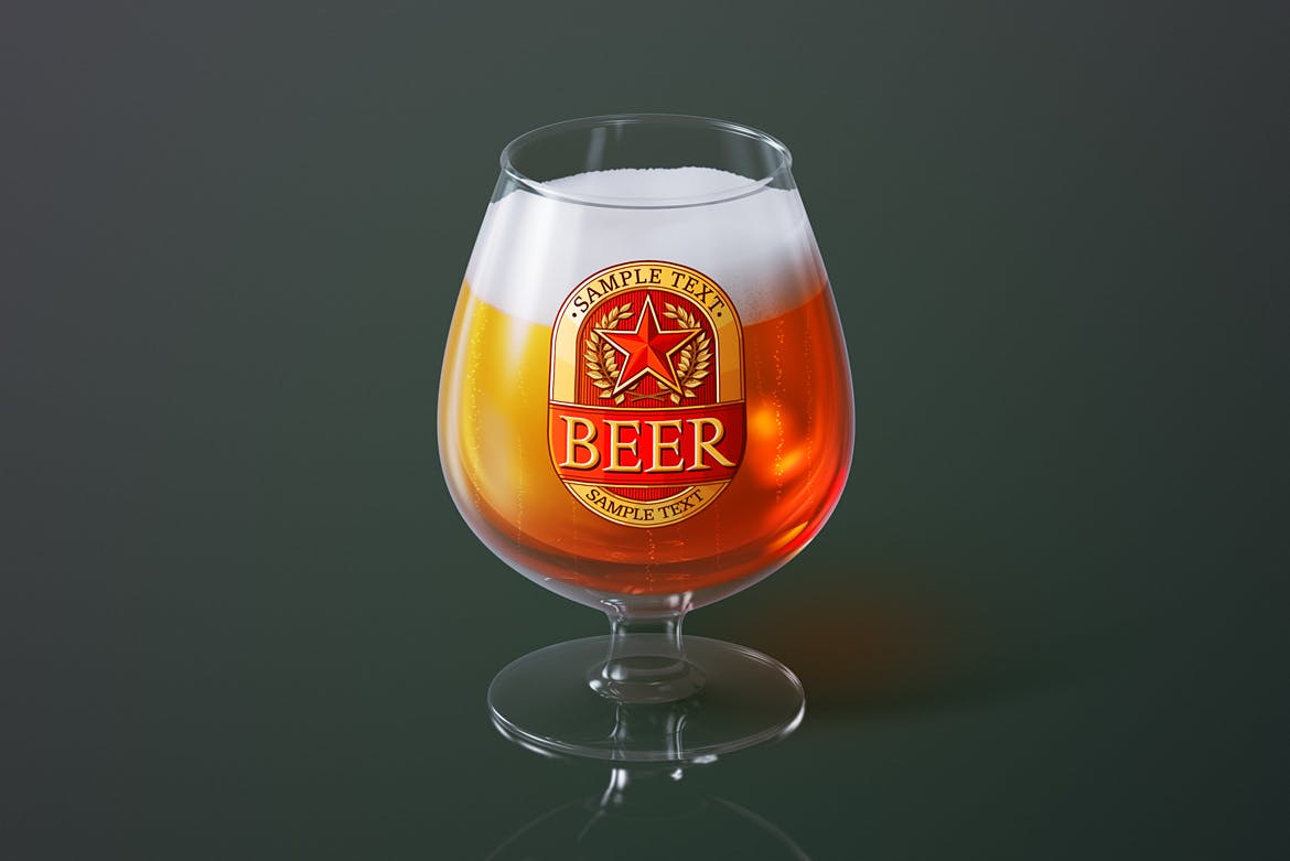 啤酒品牌VI设计玻璃杯智能贴图样机套装 Beer Glass Mockup Set 2_img_2