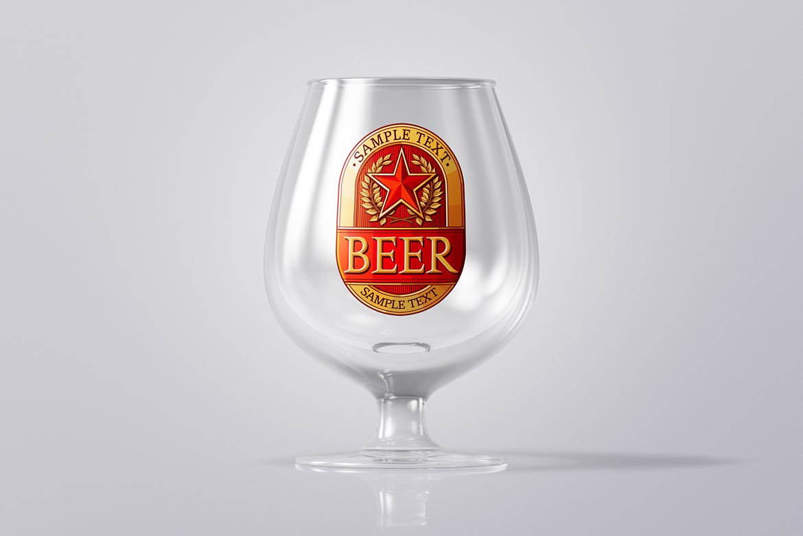 啤酒品牌VI设计玻璃杯智能贴图样机套装 Beer Glass Mockup Set 2_img_2