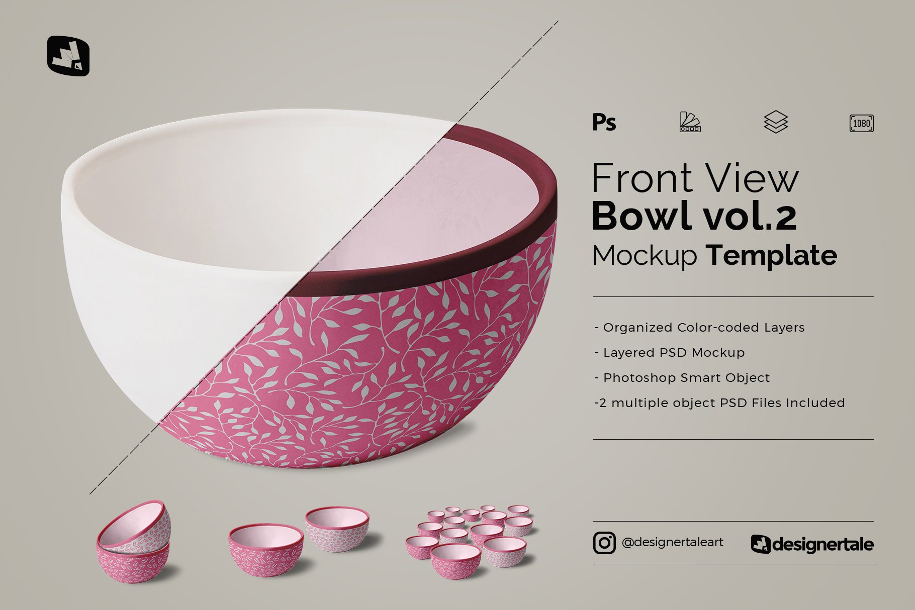 前视图陶瓷碗设计样机模板 Front View Bowl Mockup Vol.2_img_2