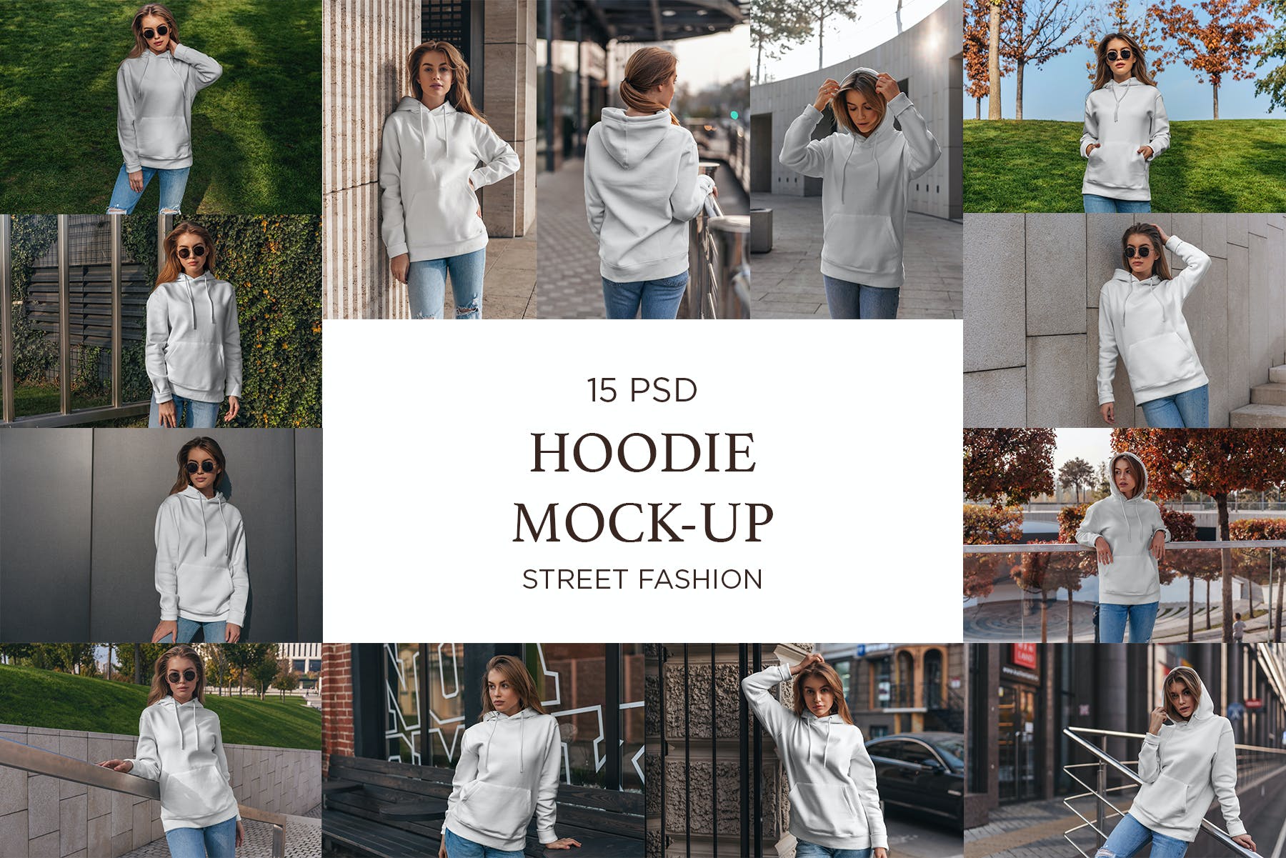 15款女孩连衣帽卫衣印花设计展示样机 Hoodie Mockup Street Fashion_img_2