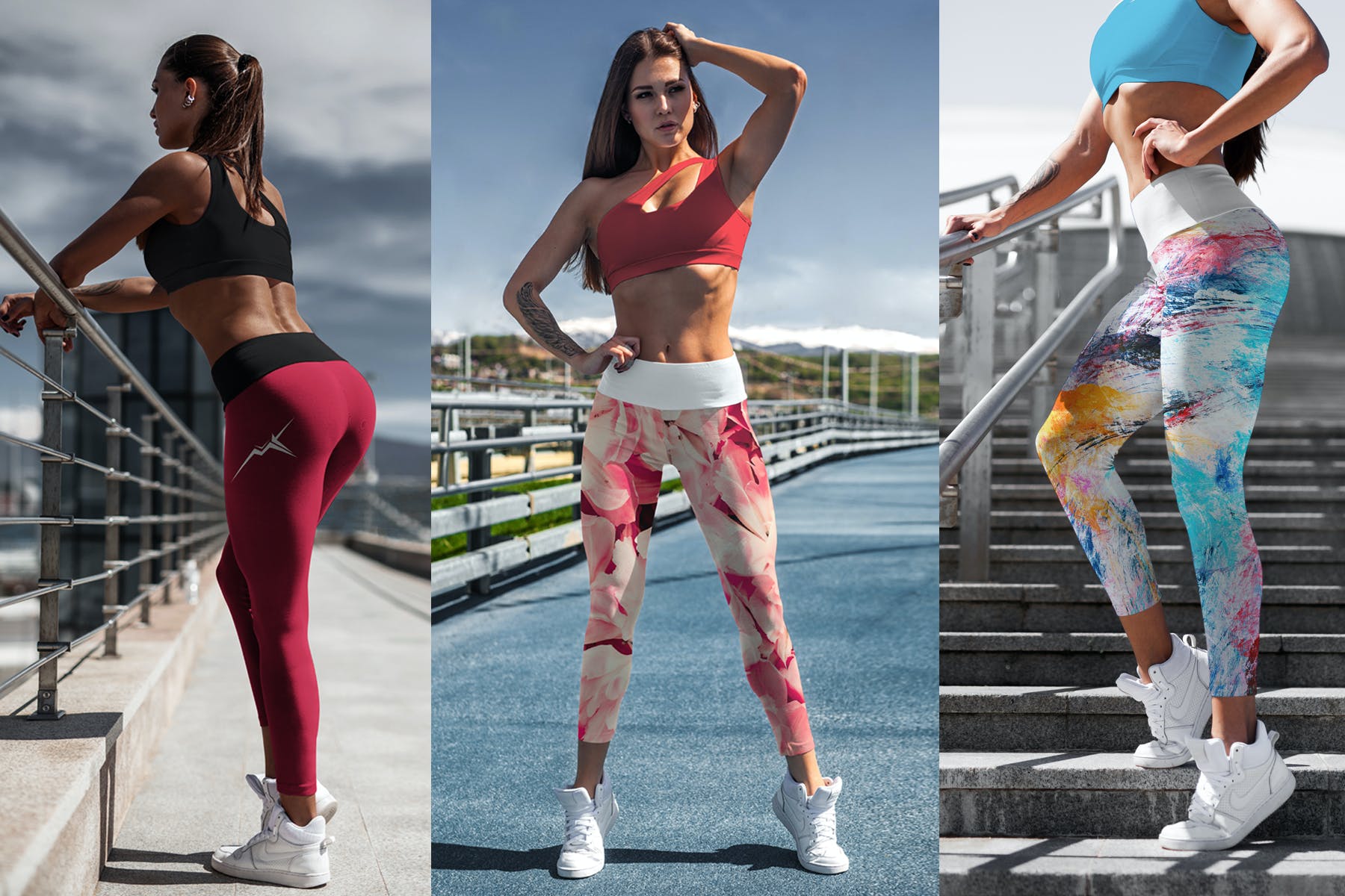 8款女孩运动紧身打底裤设计智能贴图PSD样机 Leggings Mockup Sports Girl_img_2